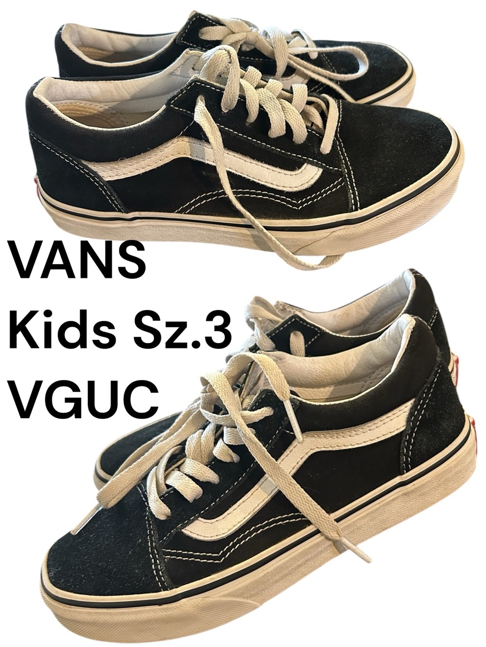 Vans Girl’s Black and White Low-Top Skate Sneakers